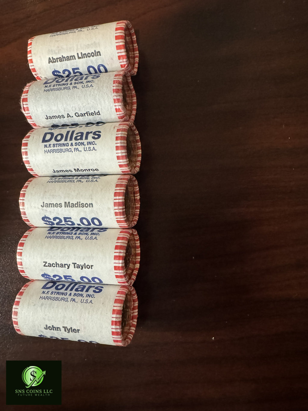 (1 Lot) 6 Sealed Presidential Dollar Rolls 2007–2011 – 150 Uncirculated Coins