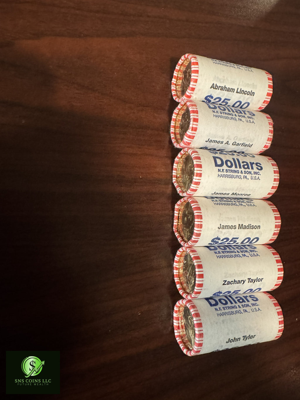 (1 Lot) 6 Sealed Presidential Dollar Rolls 2007–2011 – 150 Uncirculated Coins