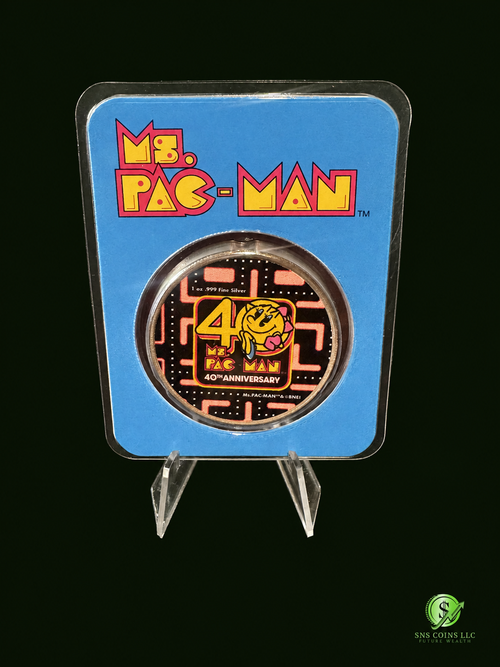 (1) 2021 Niue $2 Ms. PAC-MAN 40th Anniversary – Colorized 1 oz Silver Coin