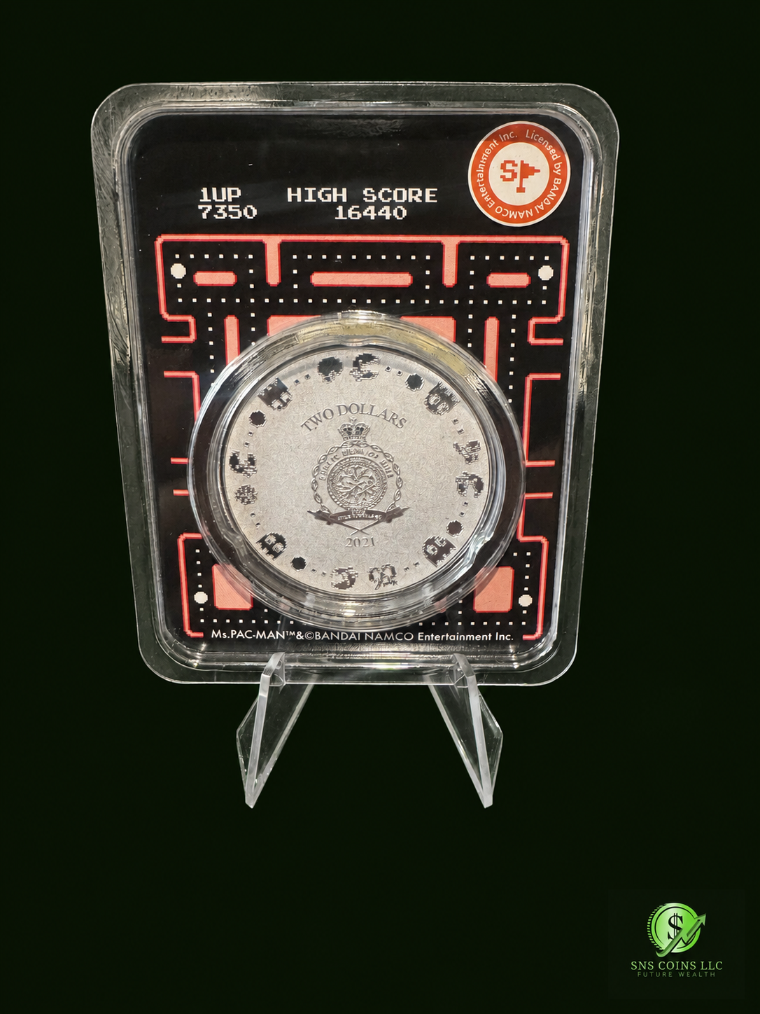 (1) 2021 Niue $2 Ms. PAC-MAN 40th Anniversary – Colorized 1 oz Silver Coin