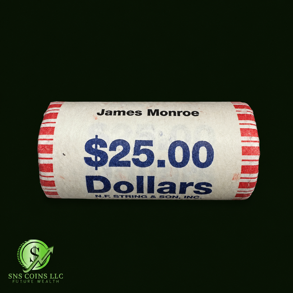 (1) James Monroe Presidential Dollar Sealed Roll - 25 Uncirculated Coins