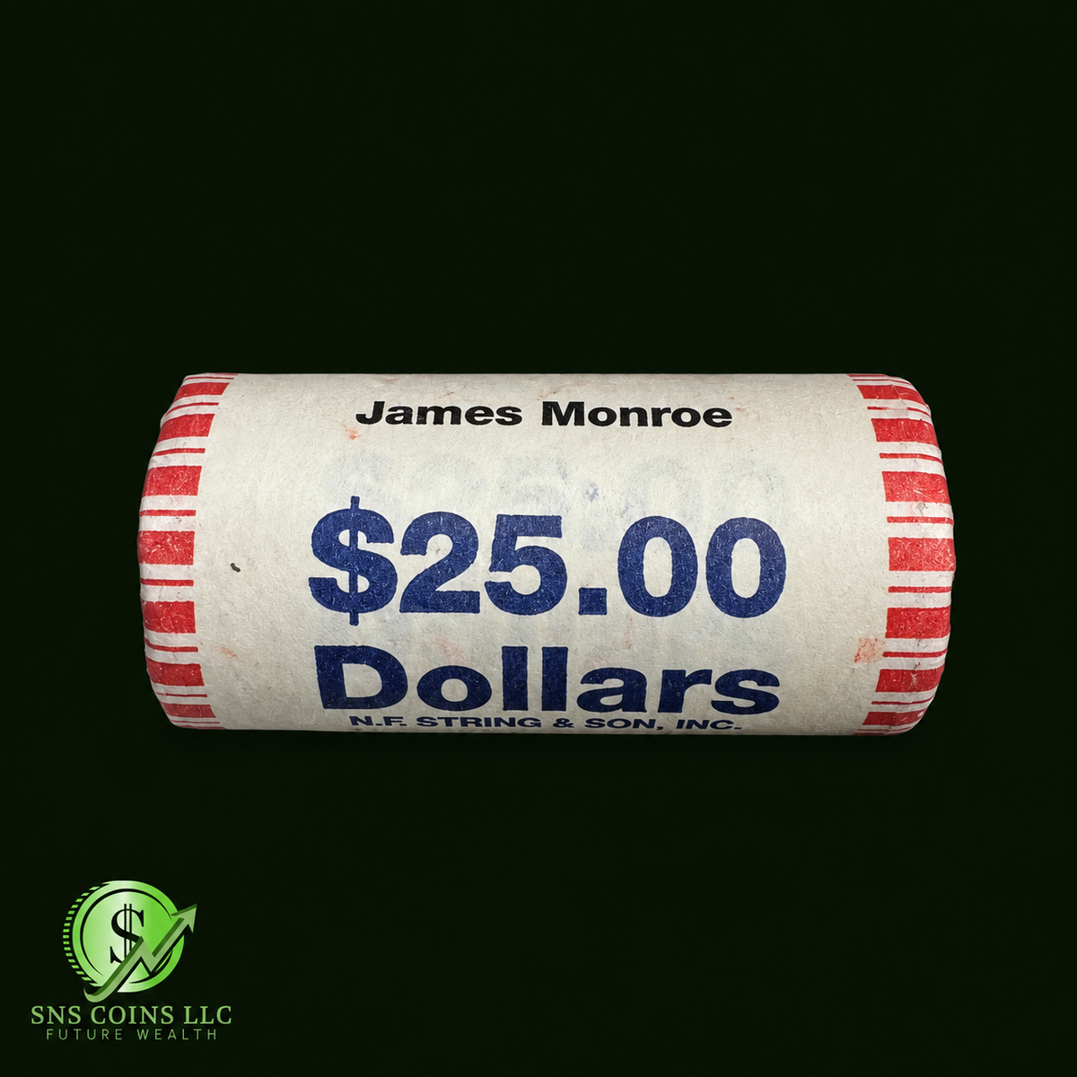 (1) James Monroe Presidential Dollar Sealed Roll - 25 Uncirculated Coins