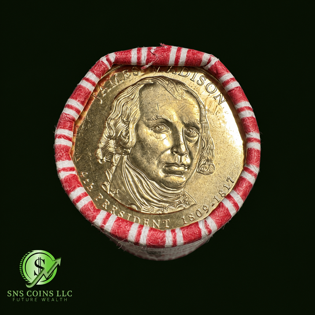(1) James Madison Presidential Dollar Sealed Roll - 25 Uncirculated Coins