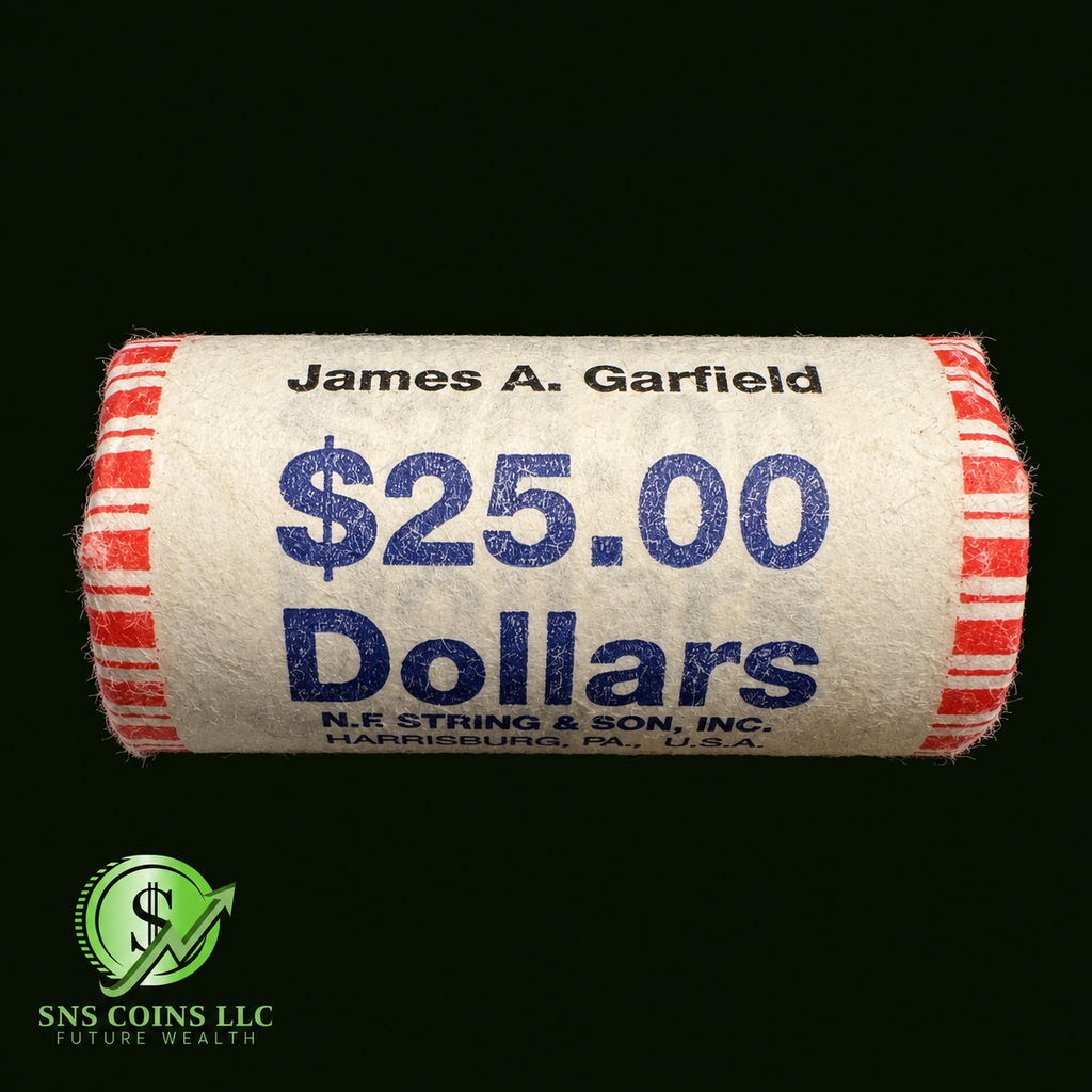 (1) James A. Garfield Presidential Dollar Sealed Roll - 25 Uncirculated Coins