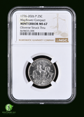 (1) 2026-P Mayflower Compact Semiquincentennial Quarter – NGC MS 67 Obverse Struck Thru Mint Error